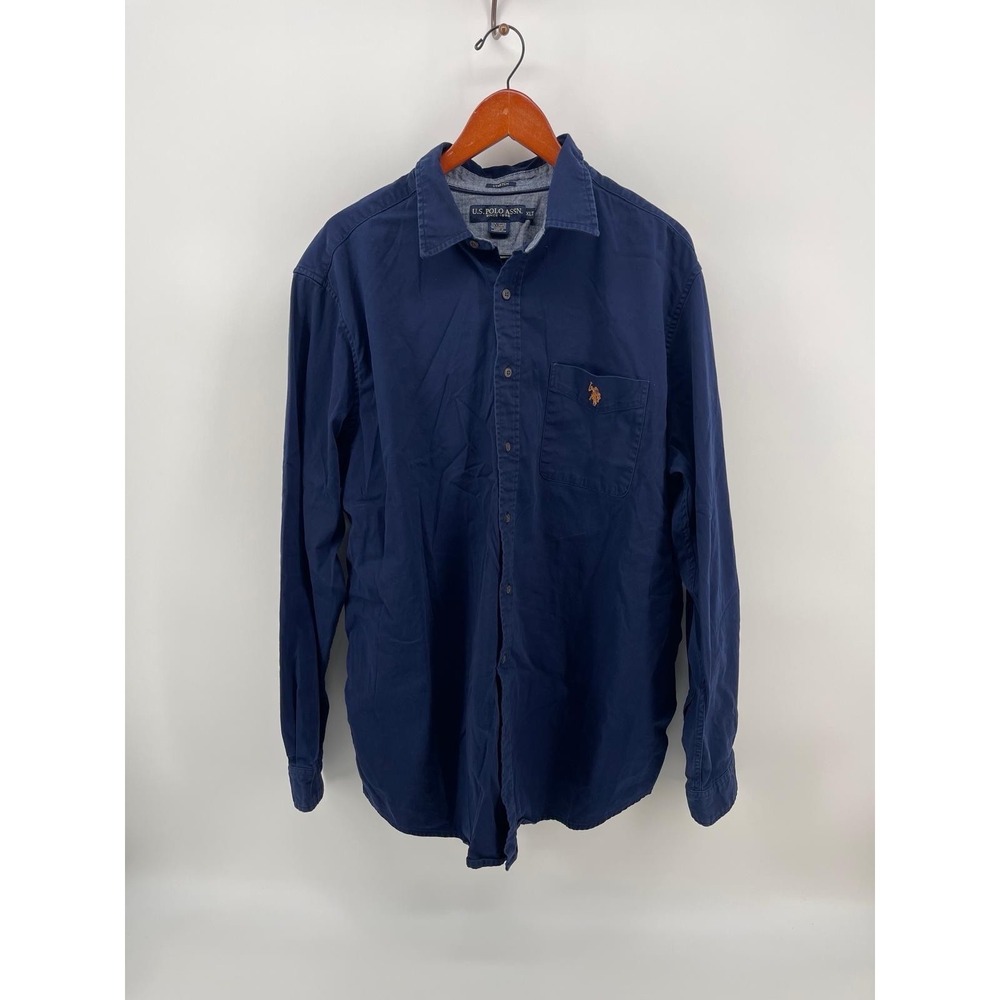 U.S. Polo Assn Men's XLT Blue Button Up Shirt Stretch Long Sleeve Casual